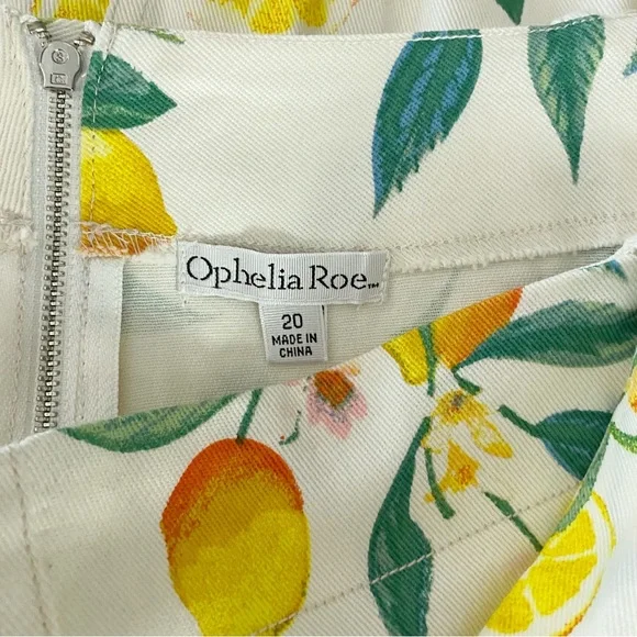 Ophelia Roe Lemon Print Belted Denim Skirt Plus Size 20 - Picture 5 of 5